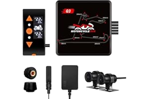 VSYSTO Q3 Dashcam Moto Caméra de Moto Camera Moto Double Lentille 1080P Caméra Avant et arrière Grand Angle de 150° DVR Moto Caméra de Sport étanche avec Mode Parking GPS WiFi OLED