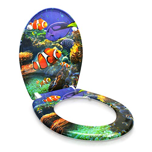 VENKON – Premium WC Sitz mit Absenkautomatik – Modell „Clownfisch & Doktorfisch“ – Toilettendeckel aus Duroplast (antibakteriell) inkl. Montagesatz (rostfreie Scharniere) - 6