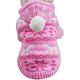 KanLin Haustier Hund Hoodie Strick Pullover Welpen Mantel Kleider Kleine Warm Kostüm (XL, Rosa)