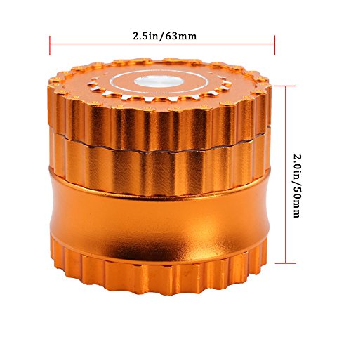 DCOU Neues Design Premium Grinder für Kräuter, Tabak und Kaffeebohnen 2.5 Zoll 63mm 4 Teile mit dreieckige sägezahnformige Klingen - 3