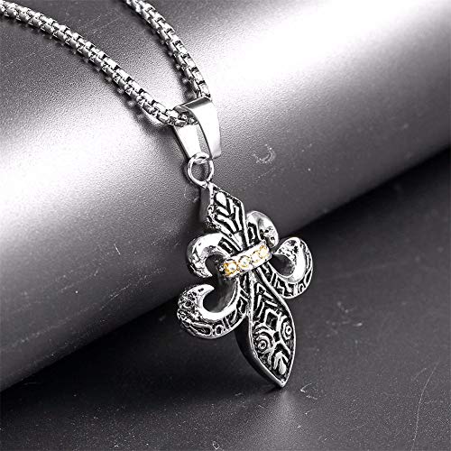 Y-modo-Collier-en-Acier-Inoxydable-Punk-Bijoux-Hommes-Collier-Scout-Fleur-Pendentif-en-Acier-Au-Titane-Croix-Collier