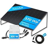 Sistema fotovoltaico LightMate 370W con presa, kit completo da giardino/tetto con pannello fotovoltaico, inverter (300W), sta