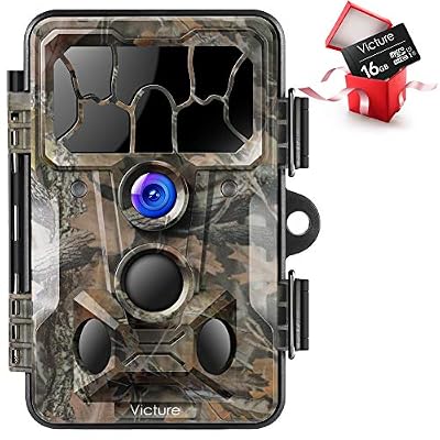 Victure Caméra de Chasse Infrarouges 20MP Caméra de Surveillance 1080P avec Grand Angle 130°Détecteur de Mouvement pour Observer la Faune avec Carte Micro SD Étanchéité IP66