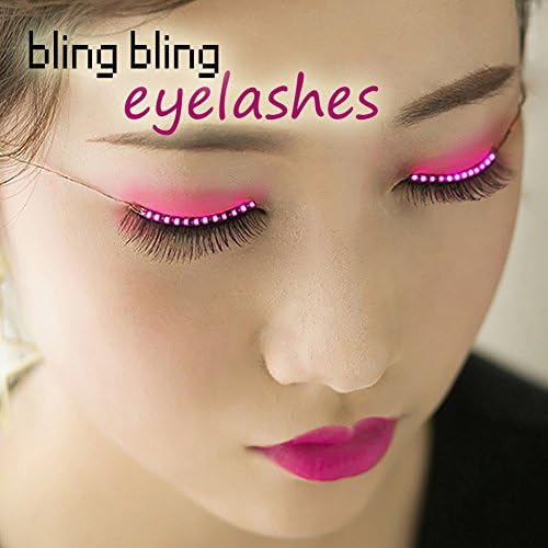 Led Eyelashes, Unisex Flashes Interactive LED Eyelashe LED Light Eyelash Shining Eyeliner for for Nightclub Birthday Party (1Pair ) (Pink)