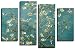 Produktbild obella New Top Art Wand Leinwand Drucke 4 Stück || türkis Blooming apricot || modernes Poster Öl Gemälde Prints und Bilder Foto Bild Wall Art Prints auf Leinwand painting für Home Schlafzimmer Wohnzimmer Decor – Rahmenlose Christmas Gifts
