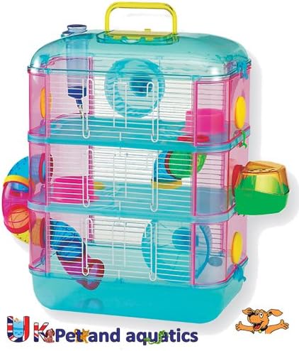 Lazy Bones Hamster Cage, Three Storey With Tubes, Blue