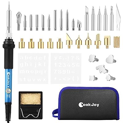 CookJoy Fer à Souder Electrique 37PCs, Kit de Soudage 60W, Température Réglable 200℃~450℃, Câble 140cm, avec Boîte de Rangement pour Diverses Usages