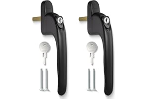 Bwintech 2 Pcs in-Line Black UPVC Aluminium Window Handle, 43mm Spindle for Indoor and Outdoor UPVC Window
