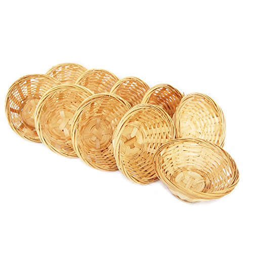 10er Korb Set Bambuskörbchen, geflochtener Dekokorb, rund ca. 15 x 5 cm - 2