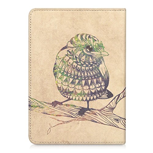 kwmobile Hülle für Tolino Shine 2 HD – Flipcover Case eReader Schutzhülle – Bookstyle Klapphülle Vogel Aztec Design Schwarz Grün Beige - 3