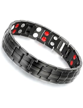 cupimatch Herren Gesundheitsarmband, 15mm Magnet Therapie Edelstahl Armband Armreif, 2 Magnete rot weiss in jedem...