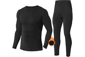 SIMIYA Men's Thermal Underwear Set Base Layer Long Sleeve Top Ultra Soft Long Johns Fleece Thermals Leggings for Winter Workout