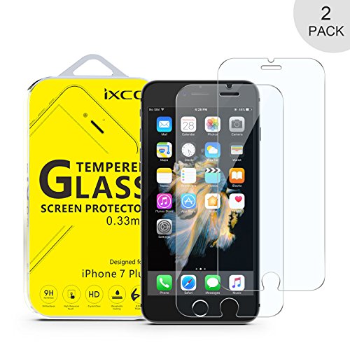 [2 Pack] iPhone 7 Plus Screen Protector Glass - iXCC 0.3MM Tempered Glass Screen Protector [Bubble Free, Anti-Fingerprint, Oil Stain and Scratch Coating]