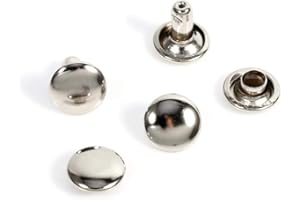REDXIAO Remaches para Cuero - Clavos de Metal Remache Rápidos - Remaches de Doble Tapa de 8 x 8 mm - Tachuelas de Cuero para Jeans Bolsa de Manualidades en Cuero Zapatos 100 Unidades(Plata)