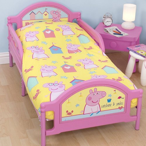 Peppa Pig Seaside 4 in 1 Toddler Junior Cot Bed Quilt Duvet Bedding Bundle