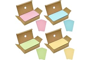 QINERSAW 400 Stück Karten und Kartonpapier, Gelb, Grün, Blau, Rosa, Visitenkarte, leere Karte, Blanko-Karte, Postkarte, für Nachrichten, Lesezeichen