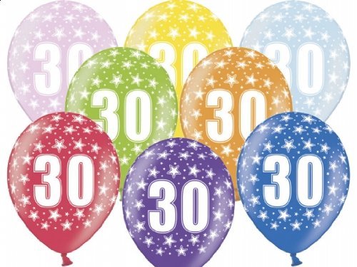 BUDILA® 10 Luftballons metallic zum 30. Geburtstag bunt gemischt ca. 110cm Umfang heliumgeeignet
