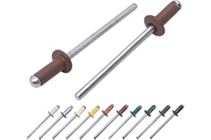 MARCOPOL (Pack of 100 pcs) Painted Blind Rivets 3.2 x 8 mm, Dome Head, DIN 7337, Aluminum Rivet and Steel Mandrel, Pop Rivets (100, Pale Brown RAL 8025)