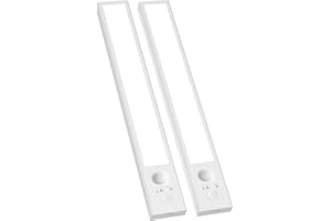 FULEN Under Cabinet Kitchen Lights, Wardrobe Lights Motion Sensor with 2500mAh Rechargeable Battery Operated, Cupboard Light for Kitchen, LED Under Counter Lights, Cordless Night Light,White