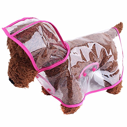 Dog-Cat-Cute-Plastic-Clear-Raincoat-Pet-Waterproof-PinkBlueWhite-Button