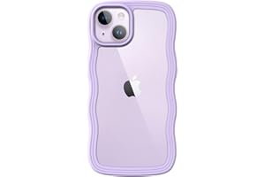 ‎JETECH JETech Uroczy Etui na iPhone 14 6,1 Cala, Ramka Fali Kręcone Kształt Odporny na Wstrząsy Osłona Telefonu dla Kobiet i Dziewcząt, Przejaśniać Twarda Tył PC (Fiolet)