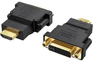 CableCreation Adattatore HDMI a DVI [Confezione da 2] Bidirezionale HDMI maschio a DVI femmina 1080P DVI a HDMI, 3D, 0,15 m, nero