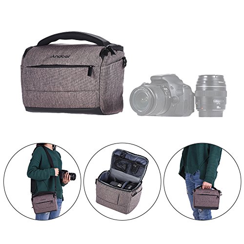 Andoer DSLR appareil photo sac    bandouli  re mode Portable Polyester   tui pour 1 cam  ra 2 lentilles et petits accessoires pour Canon Nikon Sony FujiFilm Olympus Panasonic