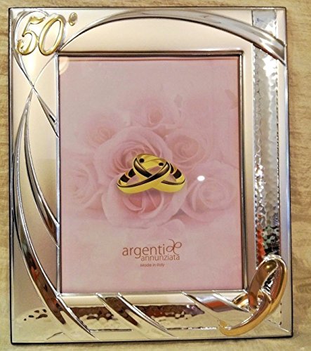 L'ANGOLO BARLETTA BOMBONIERE Regalo 50 Anni Matrimonio Cornice Argento PORTAFOTO FEDI Nozze Oro Grande