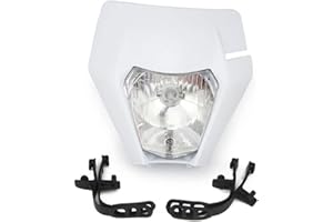 JFG RACING Careta Moto Faro Careta Moto Luz Delantera para EXC250 SXF250 EXC450 SX350 SXF450 EXC525 640LC4 ATV Scooter Dirt Bike Motocross Enduro Supermoto-Blanco