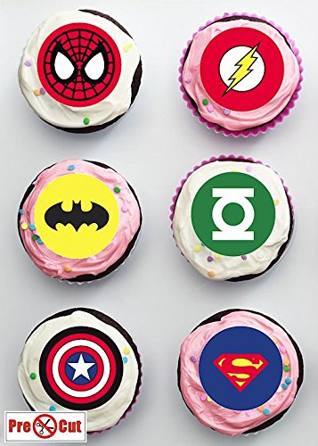 40 x zurechtgeschnittenen Superhelden-Kuchendekorationen, Oblaten für Cupcakes, Dekoration, Essbare Oblaten - 2