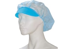 100 Stück Einweghaube (Baretthaube) mit Schirm, blau, Größe 50 cm, luftdurchlässig, gute feste Qualität, latexfreies Gummi, Marke: BICAP (Einweghaube mit Schirm)