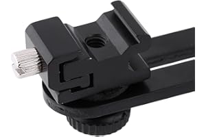 Diyeeni Camera Flash Brackets, Speedlight Mount Dual Hot Shoe Speedlight Stand, 1/4" to 3/8'' Umbrella Holder Light Stand Bracket For Photo Video Photography