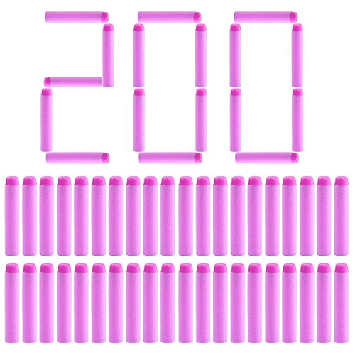 Proiettili di Ricarica, Foxom 200 Pezzi Dardi Soft Proiettili Per Nerf Rebelle 7cm, Rosa