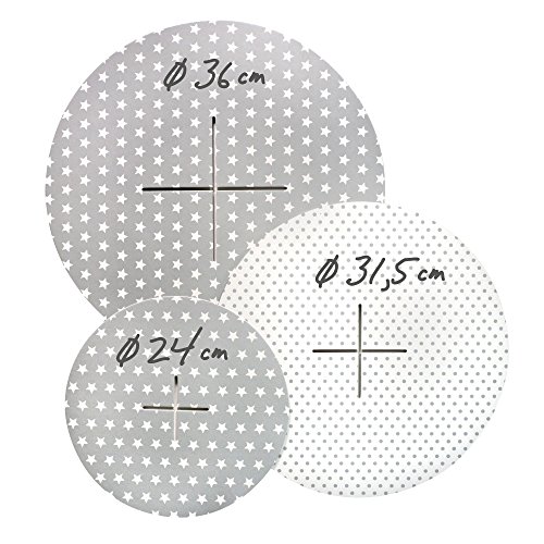 Muffinständer Frau Wundervoll aus festem Karton im Wendedesign – Seite 1 grau, weiße Sterne / Seite 2 weiß, graue Punkte – Etagere / Cupcakeständer - 3