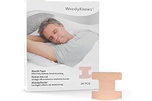 Ruban buccal WoodyKnows, bandes buccales anti-ronflement, en Coton, développez l'habitude de la respiration nasale, maintenez la forme naturelle du visage (Force Moyenne, Modèle Original, 24 Pièces)