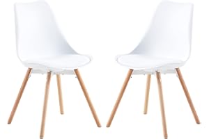 buybyroom Set di 2 sedie da pranzo imbottite, da cucina, con schienale, per sala da pranzo, per conferenze, in legno massiccio, colore: gris