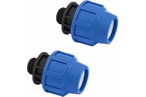 Connettore a compressione MDPE PP 32 mm x 3/4" maschio – Connettori per tubo dell’aqua a Raccordo PP PN16 - Raccordi per Tubi PE80, PE100 – 2 pezzi - SmartProduct
