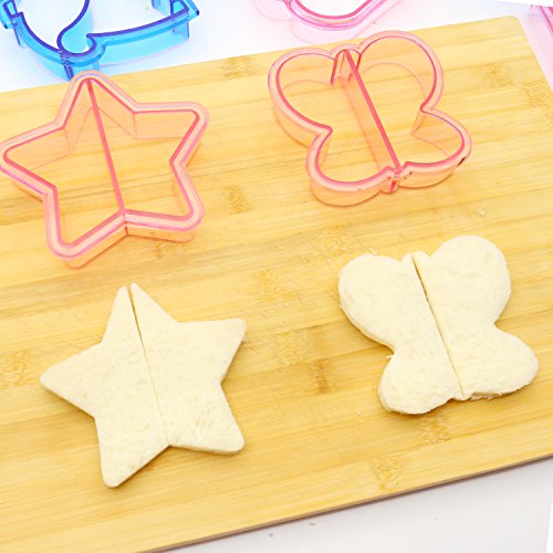 Ausstecher von Sandwich, Keks und Brot-Set von 18 hoch Qualitaten Multifunktions-Lebensmittel-Werkzeuge gehören 8 Kunststoff-Form & 304 Edelstahl Obst / Gemüse Cutter perfekte Schimmel für Kinder Essen - 4