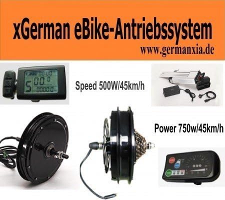 xGerman Conversion Kit 36 V 500 W 8 inch Front Wheel Drive with LED Display &amp; Luggage Rack 10Ah Battery