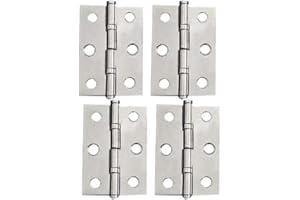 YOFASEN Home Folding Butt Hinges - Stainless Steel Outdoor Cabinet Furniture Hinges with Screws, Silver, 2 Inch(50x39x1.2mm) - 4pcs