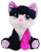 Suki Gifts Lil Peepers Fun Diva Pink and Black Cat Plush Toy with Silver Sparkle Accents (Small, White/Pink/Black)