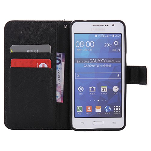 Nancen Samsung Galaxy Grand Prime SM-G530 G531F (5 Zoll) Hülle / Handyhülle, Painted Persönlichkeit PU Leder Tasche Schutzhülle Case Lederhülle Flip Cover mit Standfunktion, zwei Kartenfächer und Eine Brieftasche Etui [Gott des Todes] - 4