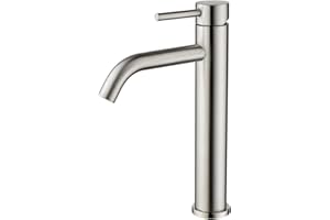 Decaura Rubinetto Bagno Lavabo Alto, Miscelatore Lavabo Bagno Monocomando Fredda e Calda Regolabile Spazzolato