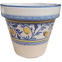 VASO PER PIANTE E FIORI " ISCHIA" IN CERAMICA ARTISTICA VIETRESE DIPINTO A MANO – MADE IN ITALY; ALTEZZA CM. 35, DIAMETRO CM. 39.