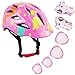 Produktbild Sosper Kinder 7Pcs Einstellbare Schutzausrüstung Set, Kleinkind Kinder Schutz Helm für Roller Fahrrad BMX Bike Skateboard Hoverboard und andere Extreme Sportaktivitäten mit Knie / Ellenbogen / Handgelenkpolster (Rosa)
