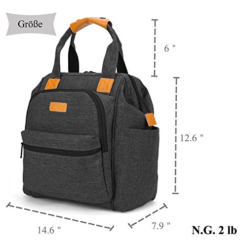 BRINCH Baby Wickeltasche mit wasserdichter Wickelunterlage, Mehrzweck Reise Wickelrucksack Baby Wickelhenkeltasche einschließlich Isolierte Beutel, Baby Windel Tagetasche inklusive Kinderwagenbefestigungen - 9