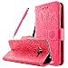 Produktbild Fraelc® Samsung Galaxy J3 Hülle Premium Kunstleder Tasche im Bookstyle Klapphülle mit Weiche Silikon Handyhalter Lederhülle für Samsung Galaxy J3 Indische Sonne Design Brieftasche - Rosarot