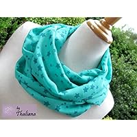 traumhafter leichter Schal aus Chiffon STERNENZELT türkis mint blau
