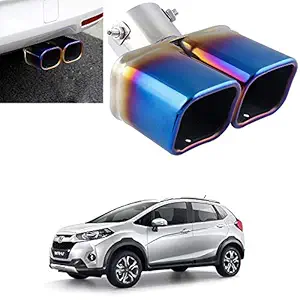 Oshotto Stainless Steel SS-010-BLUE Car Exhaust Dual Pipe Muffler Silencer Cover Compatible with Honda WR-V - Multicolor