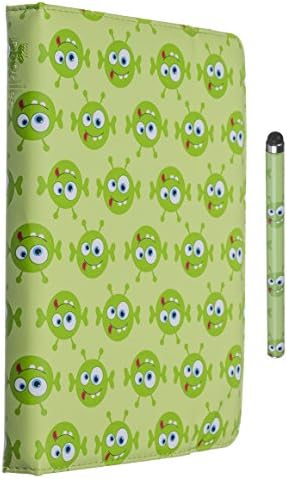My Doodles Fun Novelty Universal Protective Folio Case with Screen Protector and Stylus Pen for 6-8-Inch Tablet - Alien